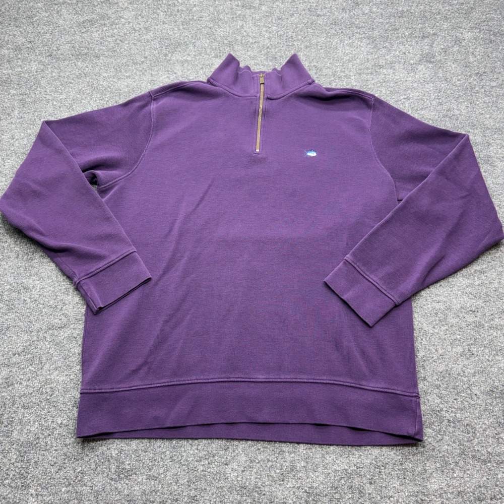 Southern Tide Mens The Skipjack Quarter Zip Pullover Purple Size Large